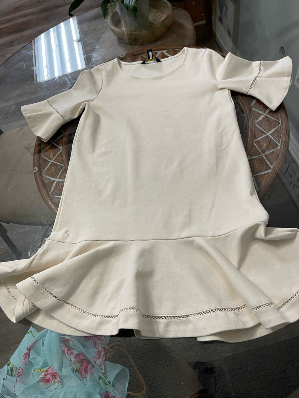 Polo by Ralph Lauren Cream Ruffle-Hem Dress